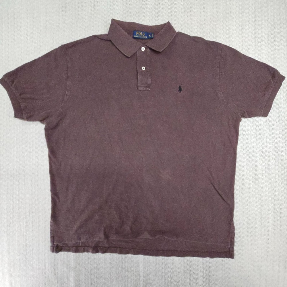 Polo‎ Ralph Lauren Shirt Mens XL Brown Short Sleeve Black Pony Logo Preppy